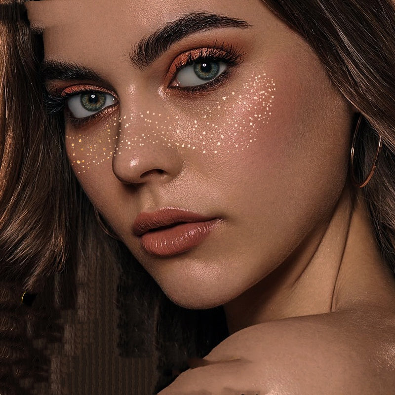 Gilding Freckle Tattoo Sticker – European and American Style Glitter Face Stickers, Waterproof Temporary Tattoos for Makeup and Party Looks