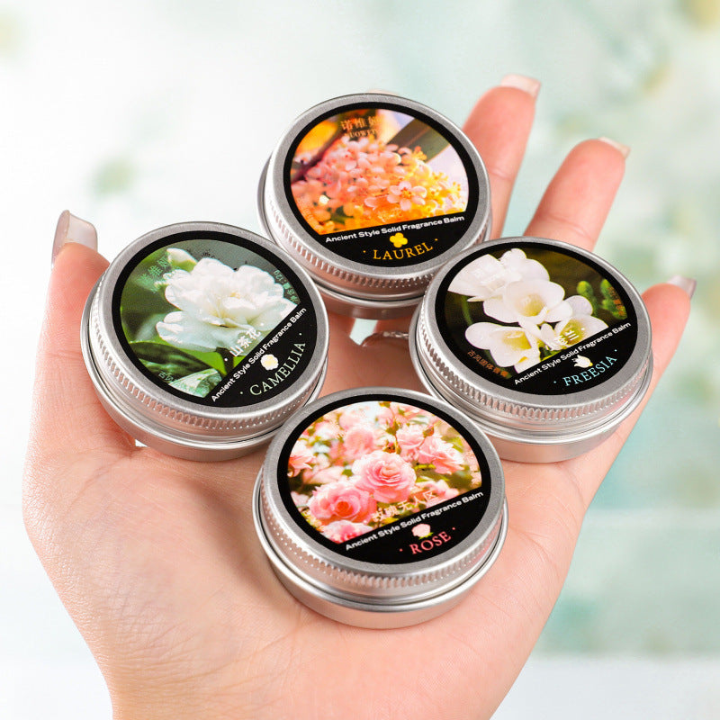 Antique Style Solid Perfume Balm – Long-Lasting Natural Fragrance in 12g Tin, Available in Osmanthus, Camellia, Freesia, and Rose No Man’s Land