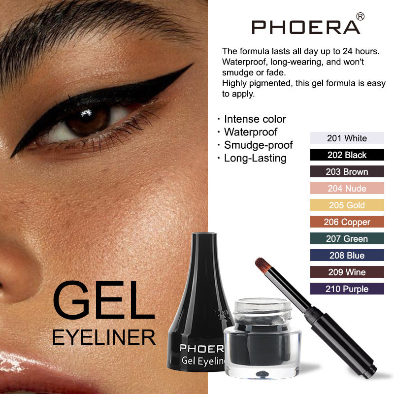 PHOERA Ten-Color Eyeliner – Long-Lasting Precision Liquid Eyeliner Pen, Available in 10 Bold Shades