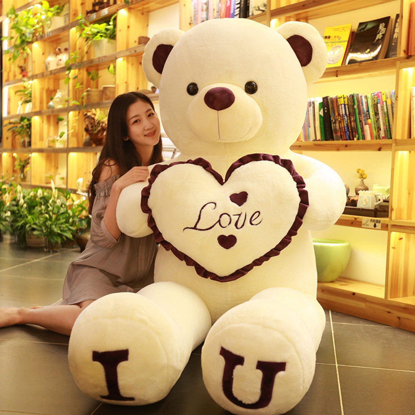 100cm Giant "I LOVE YOU" Teddy Bear Plush – Soft Stuffed Animal Gift for Kids, Girlfriends & Special Occasions