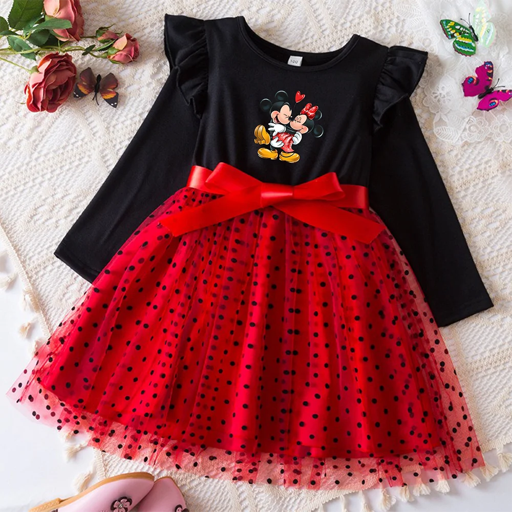 Mickey Minnie Fall Dresses for Girls – Long Sleeve Princess Party Costume