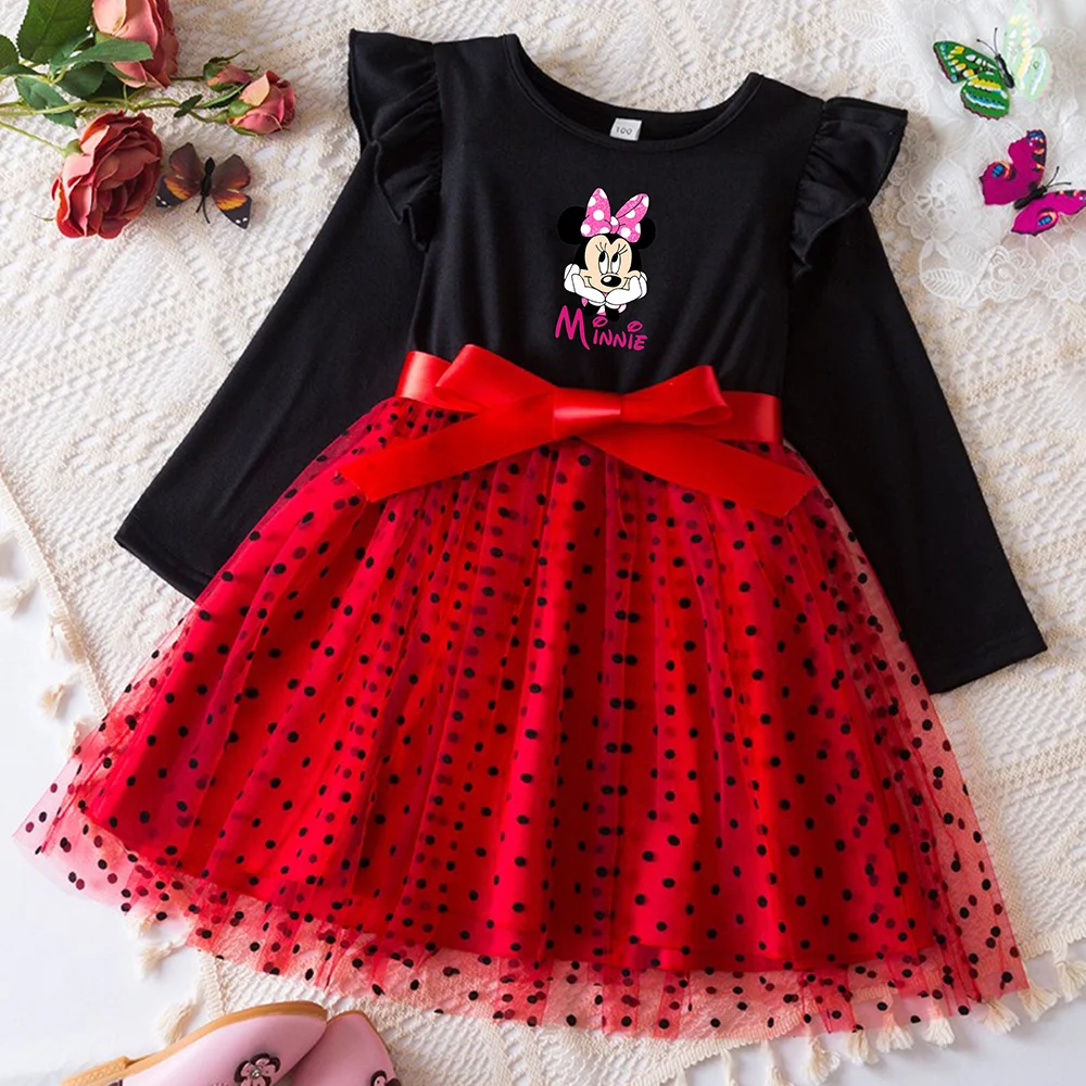 Mickey Minnie Fall Dresses for Girls – Long Sleeve Princess Party Costume