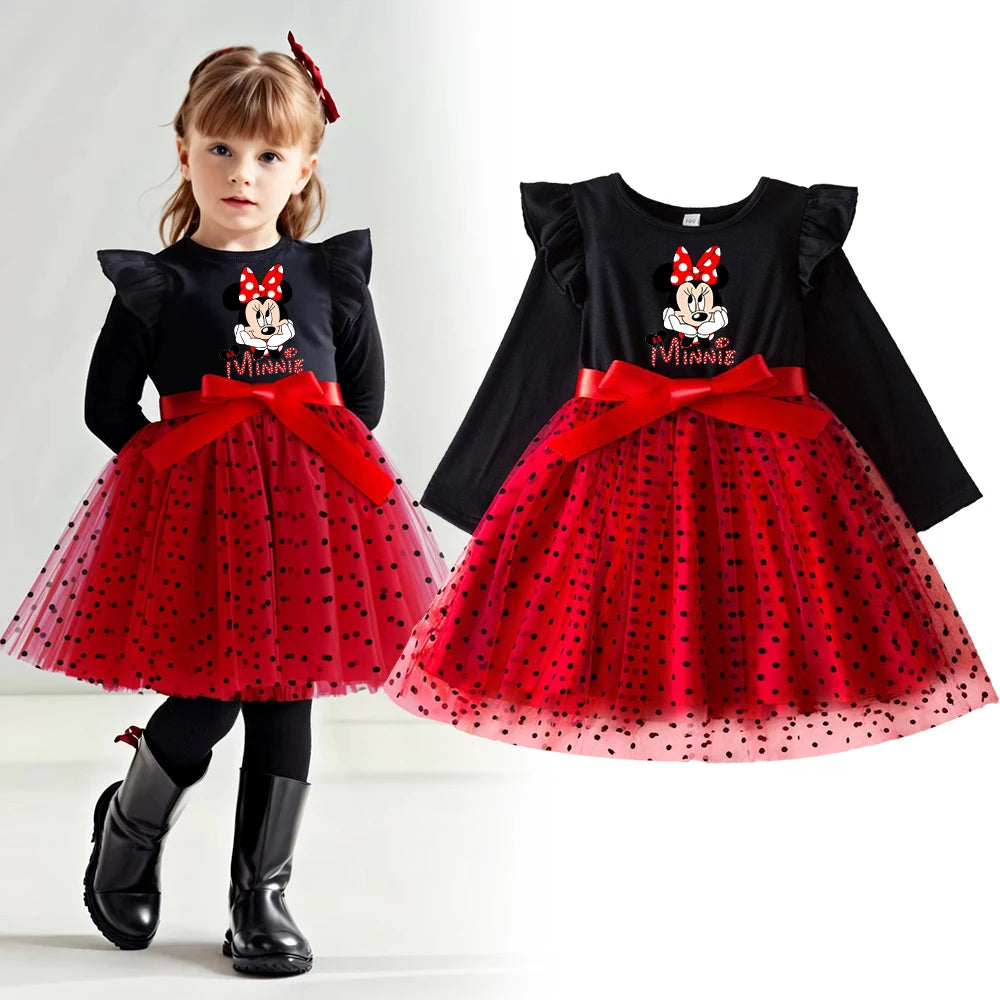Mickey Minnie Fall Dresses for Girls – Long Sleeve Princess Party Costume