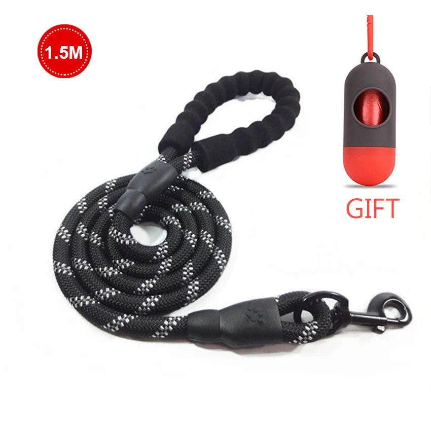Reflective Dog Leash – Durable Rope Lead with Soft Padded Handle