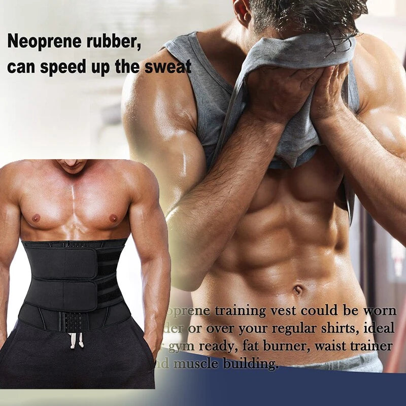 Men’s Neoprene Sauna Waist Trainer – X-Shaped Steel Bone Sweat Belt | Adjustable Belly Slimming Trimmer for Workouts & Weight Loss