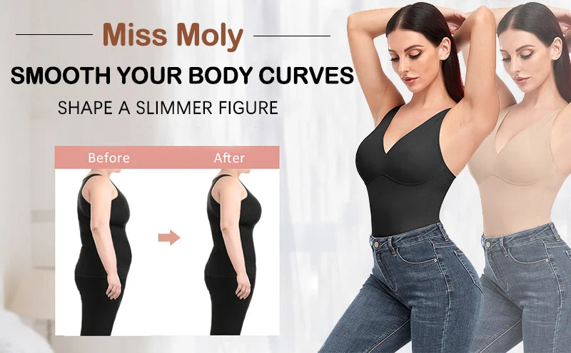 Women’s Full Body Shaper with Built-in Bra – Tummy Control Bodysuit, Waist Trainer Corset & Seamless Shapewear with Adjustable Straps