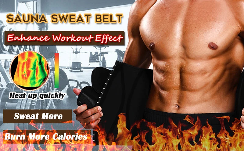 Men's Waist Trainer Fitness Belt – Sauna Sweat Corset Slimming Girdle | Body Shaper for Weight Loss & Back Support