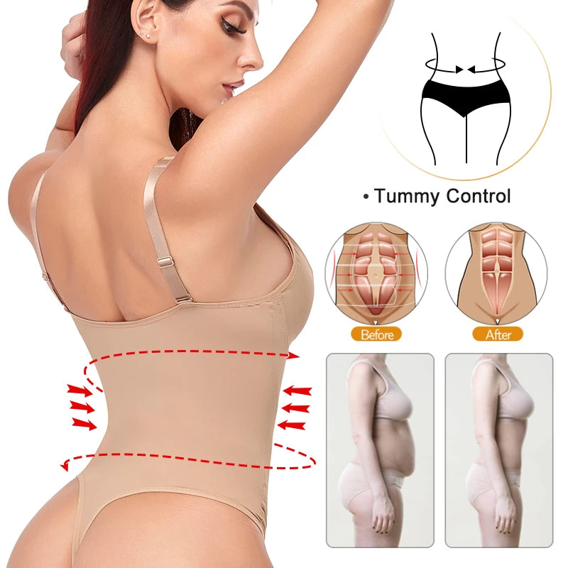 Women’s Full Body Shaper with Built-in Bra – Tummy Control Bodysuit, Waist Trainer Corset & Seamless Shapewear with Adjustable Straps