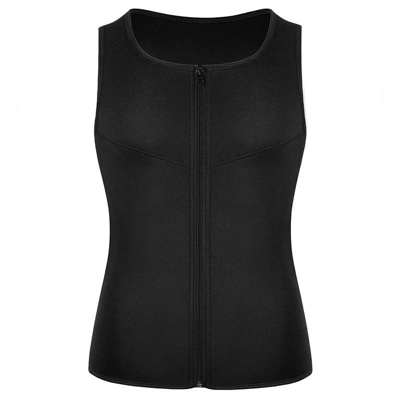 Men’s Neoprene Sweat Vest – Adjustable Waist Trainer with Double Zipper | Compression Sauna Shaper for Weight Loss & Workout