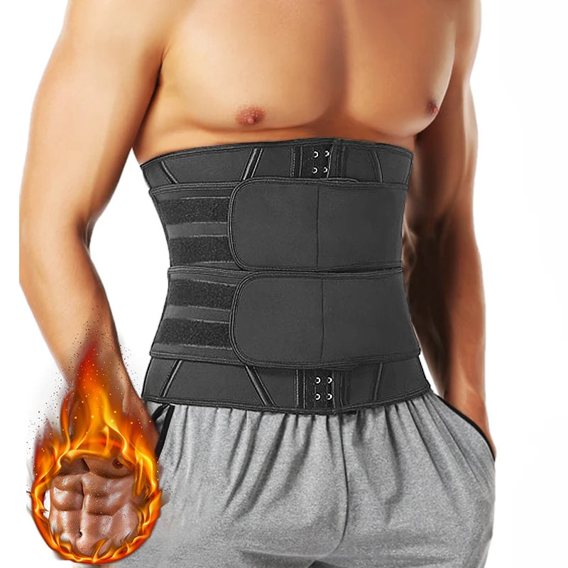 Men’s Neoprene Sauna Waist Trainer – X-Shaped Steel Bone Sweat Belt | Adjustable Belly Slimming Trimmer for Workouts & Weight Loss