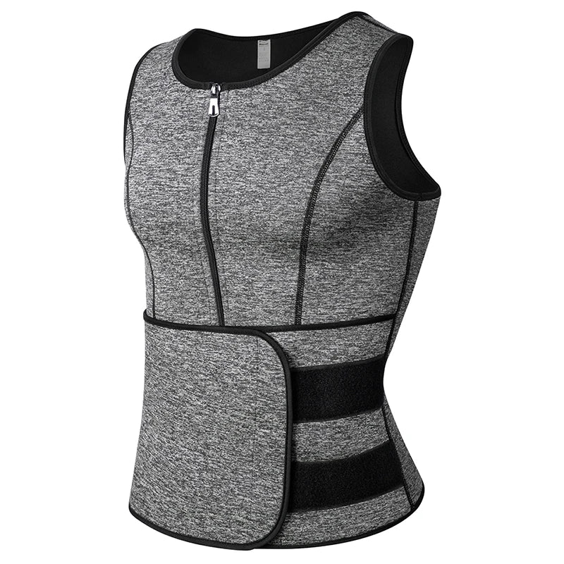 Men’s Neoprene Sweat Vest – Adjustable Waist Trainer with Double Zipper | Compression Sauna Shaper for Weight Loss & Workout