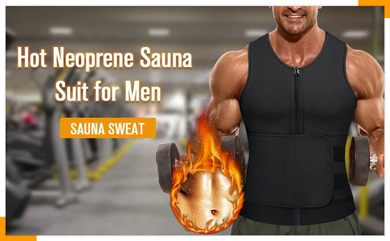 Men's Neoprene Sauna Waist Trainer Vest – Slimming Body Shaper Sweat Tank | Fat Burner Corset with Back Support for Gym & Weight Loss