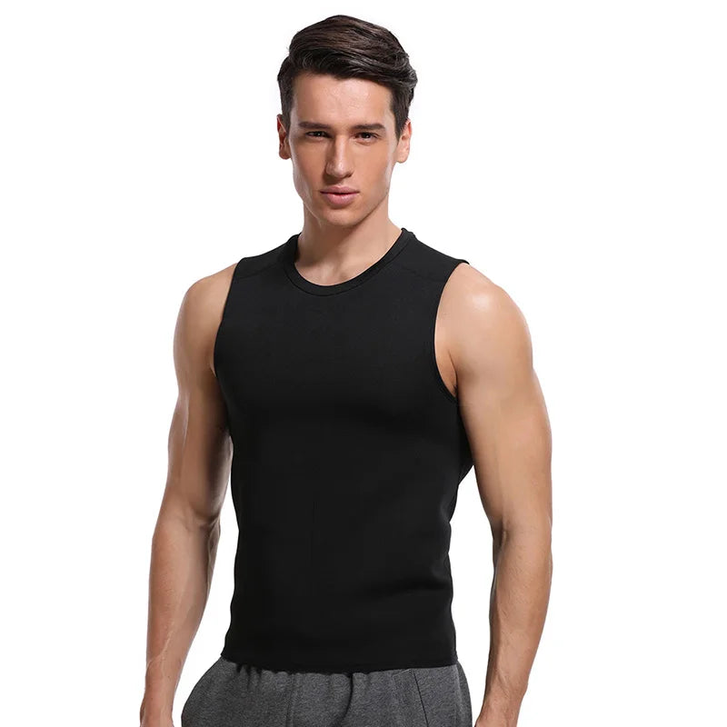 Men's Neoprene Sauna Waist Trainer Vest – Slimming Body Shaper Sweat Tank | Fat Burner Corset with Back Support for Gym & Weight Loss
