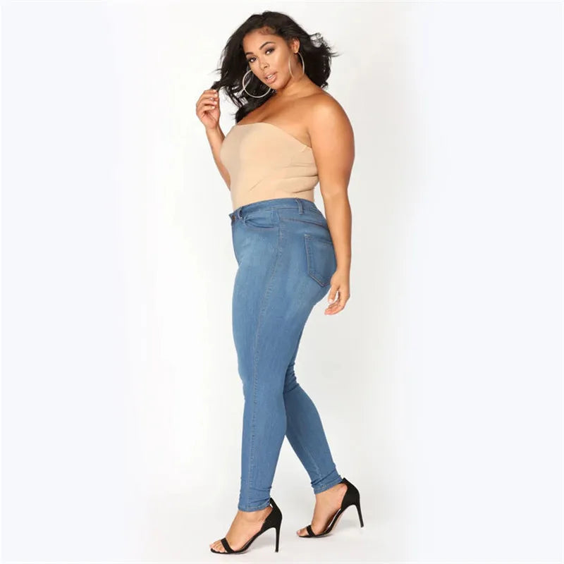 Plus Size Jeans XL–5XL – Women’s High Waist Skinny Denim Pants