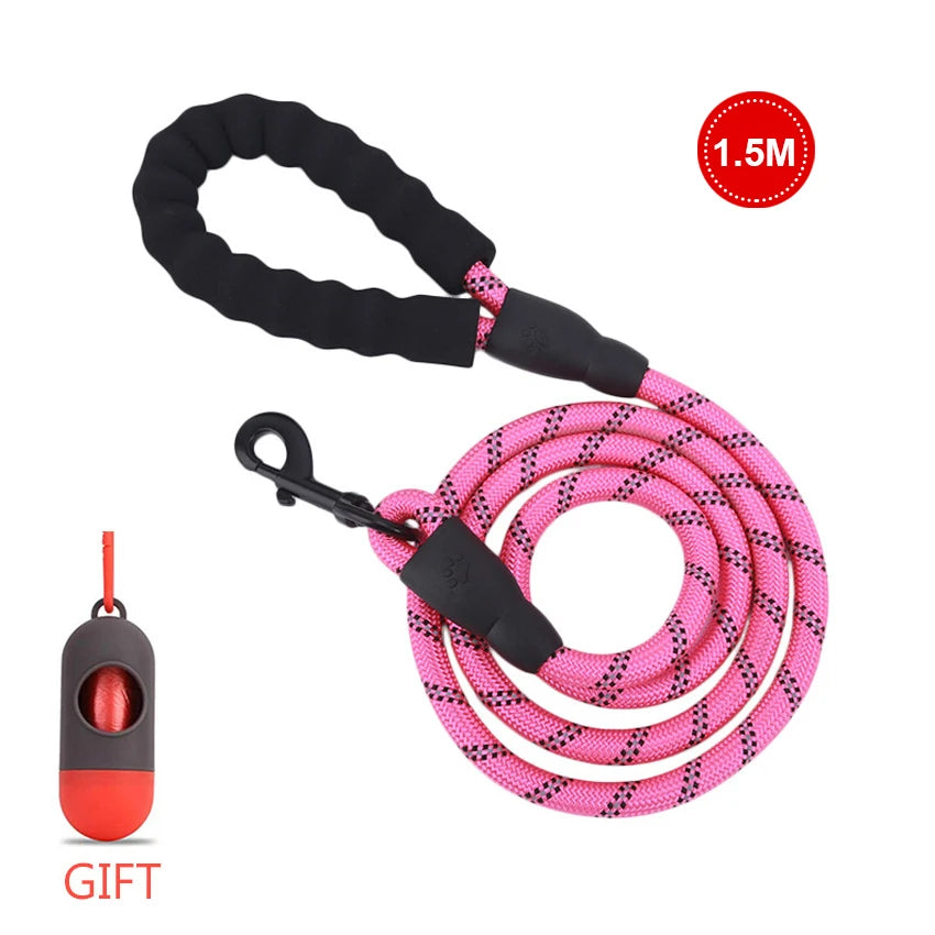 Reflective Dog Leash – Durable Rope Lead with Soft Padded Handle