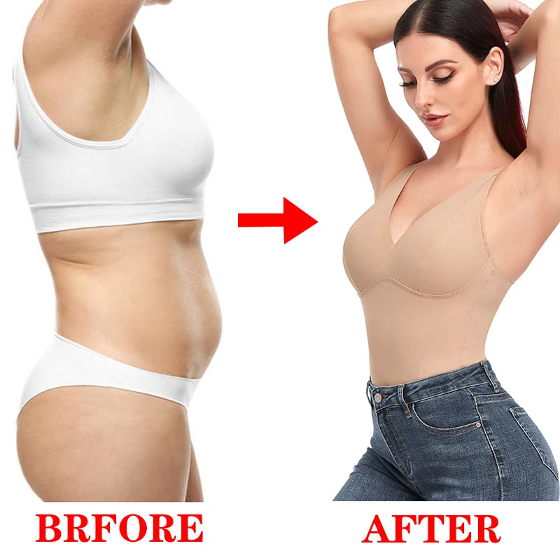 Women’s Full Body Shaper with Built-in Bra – Tummy Control Bodysuit, Waist Trainer Corset & Seamless Shapewear with Adjustable Straps