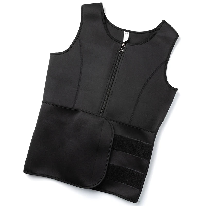 Men’s Neoprene Sweat Vest – Adjustable Waist Trainer with Double Zipper | Compression Sauna Shaper for Weight Loss & Workout