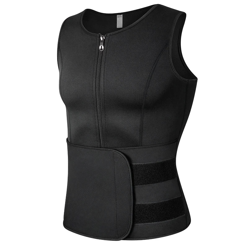 Men’s Neoprene Sweat Vest – Adjustable Waist Trainer with Double Zipper | Compression Sauna Shaper for Weight Loss & Workout
