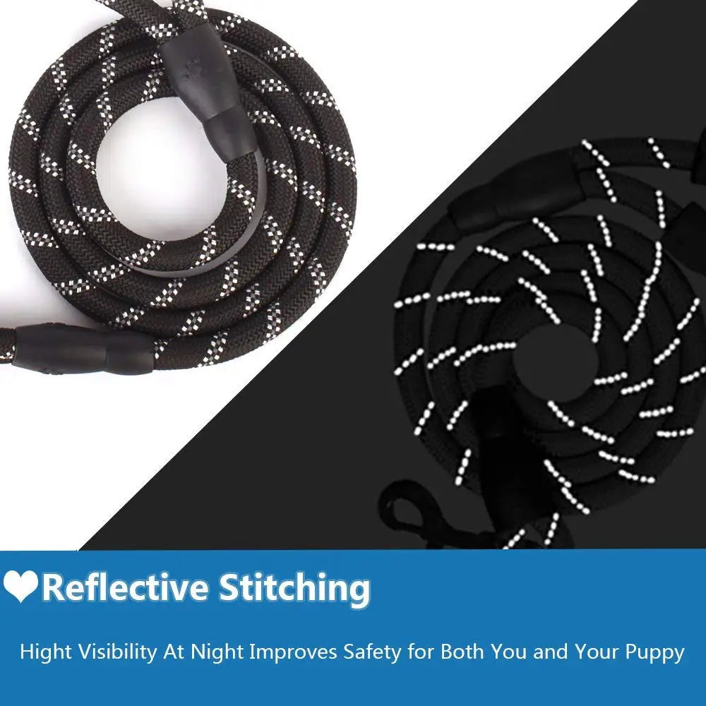 Reflective Dog Leash – Durable Rope Lead with Soft Padded Handle