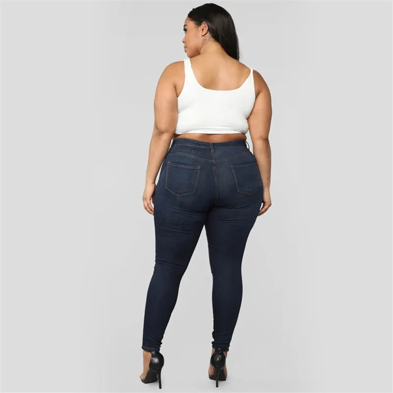 Plus Size Jeans XL–5XL – Women’s High Waist Skinny Denim Pants