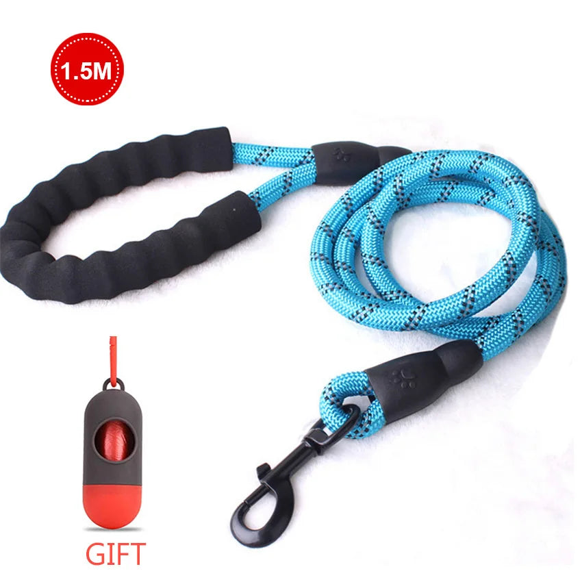 Reflective Dog Leash – Durable Rope Lead with Soft Padded Handle