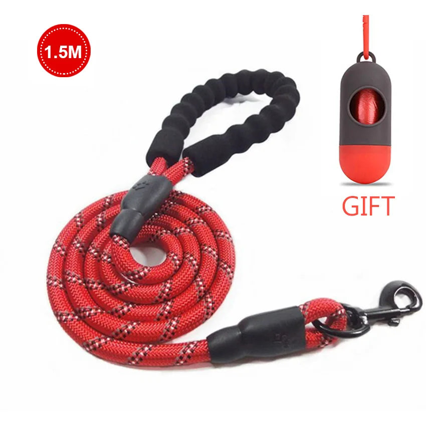 Reflective Dog Leash – Durable Rope Lead with Soft Padded Handle