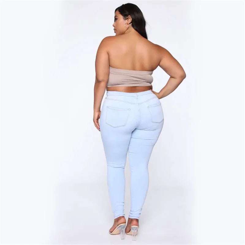 Plus Size Jeans XL–5XL – Women’s High Waist Skinny Denim Pants