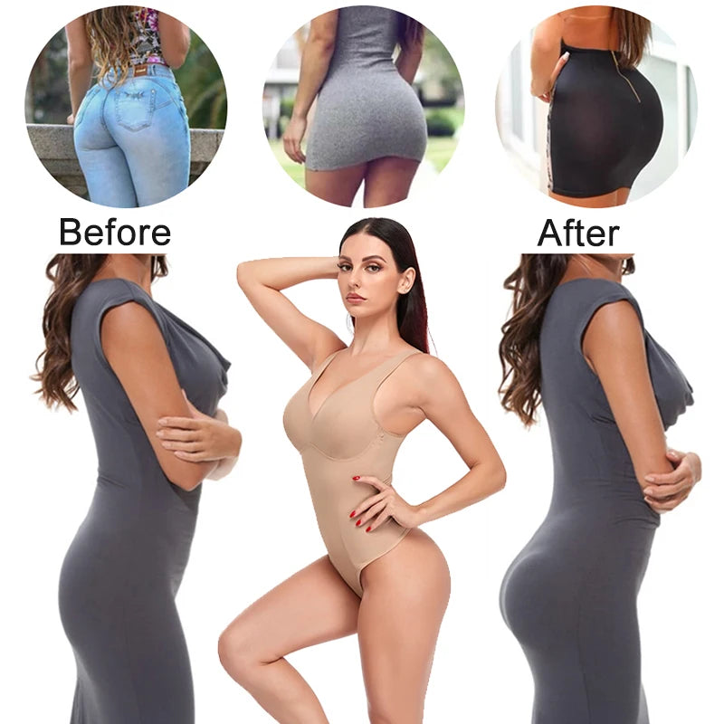 Women’s Full Body Shaper with Built-in Bra – Tummy Control Bodysuit, Waist Trainer Corset & Seamless Shapewear with Adjustable Straps
