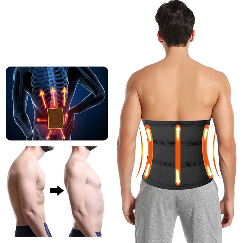 Men's Waist Trainer Fitness Belt – Sauna Sweat Corset Slimming Girdle | Body Shaper for Weight Loss & Back Support