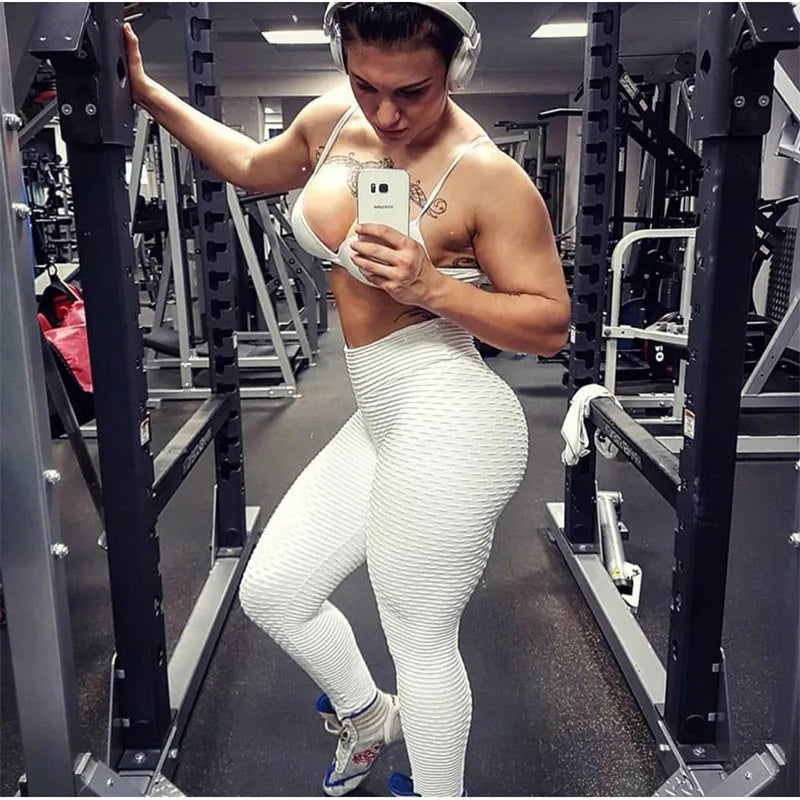 FCCEXIO Jacquard High Waist Leggings – Sculpt, Stretch, and Style in Every Step