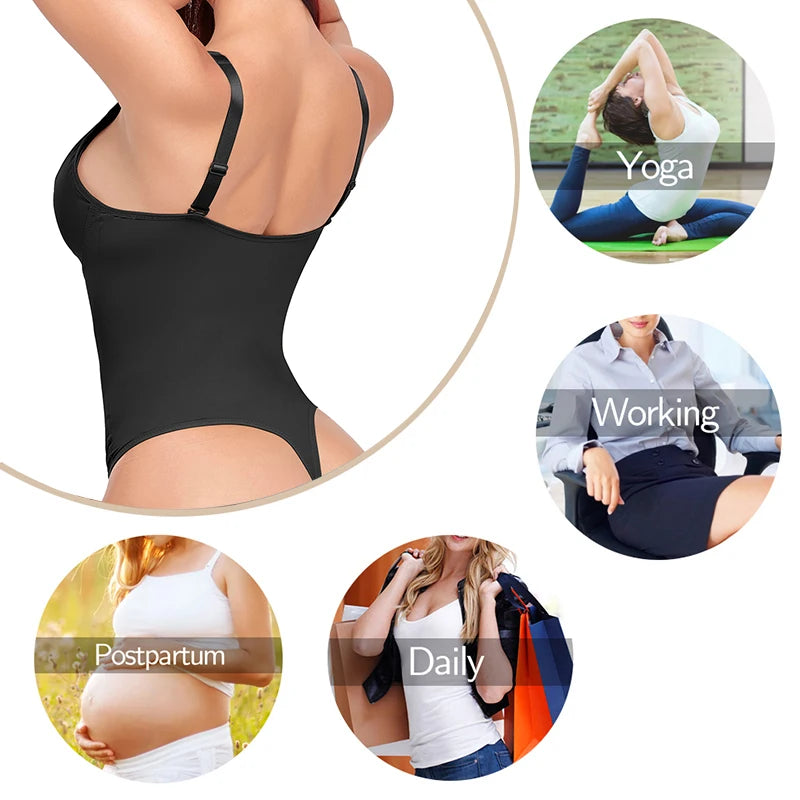 Women’s Full Body Shaper with Built-in Bra – Tummy Control Bodysuit, Waist Trainer Corset & Seamless Shapewear with Adjustable Straps
