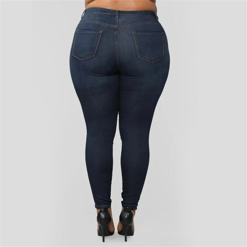 Plus Size Jeans XL–5XL – Women’s High Waist Skinny Denim Pants
