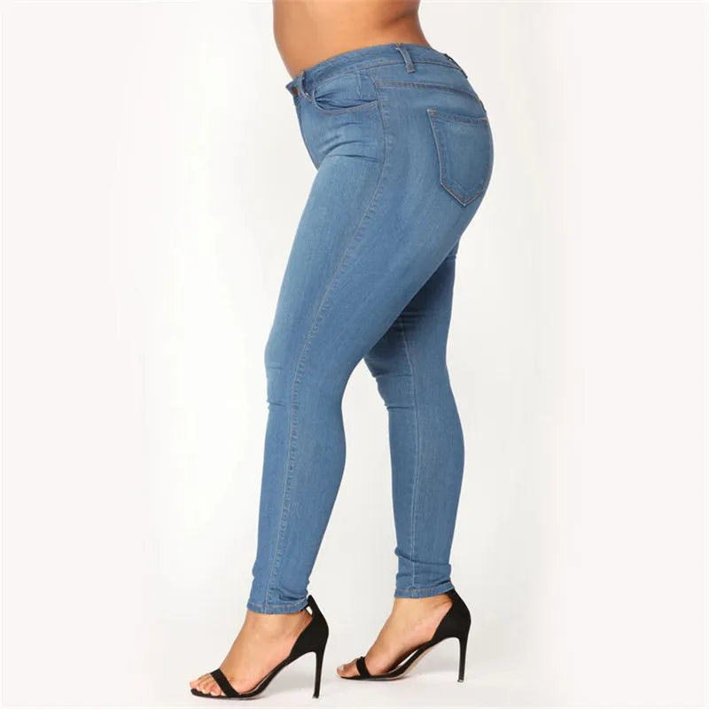 Plus Size Jeans XL–5XL – Women’s High Waist Skinny Denim Pants