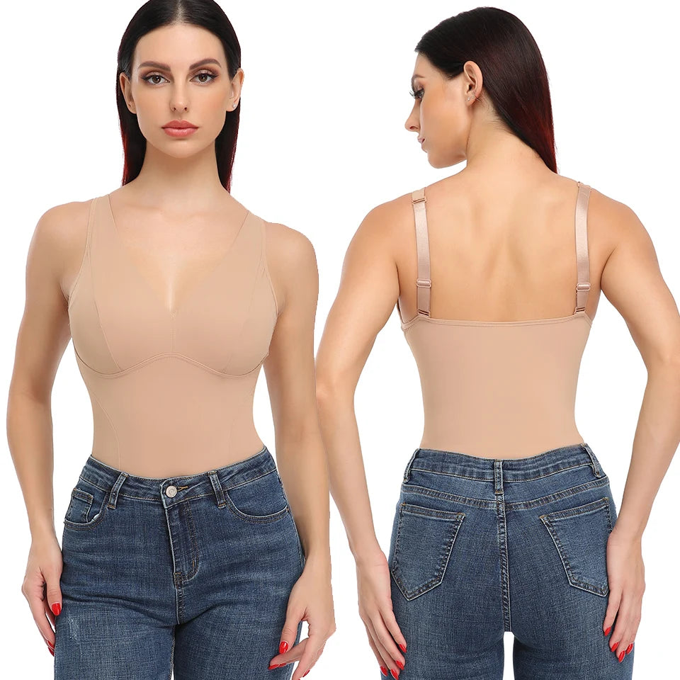 Women’s Full Body Shaper with Built-in Bra – Tummy Control Bodysuit, Waist Trainer Corset & Seamless Shapewear with Adjustable Straps