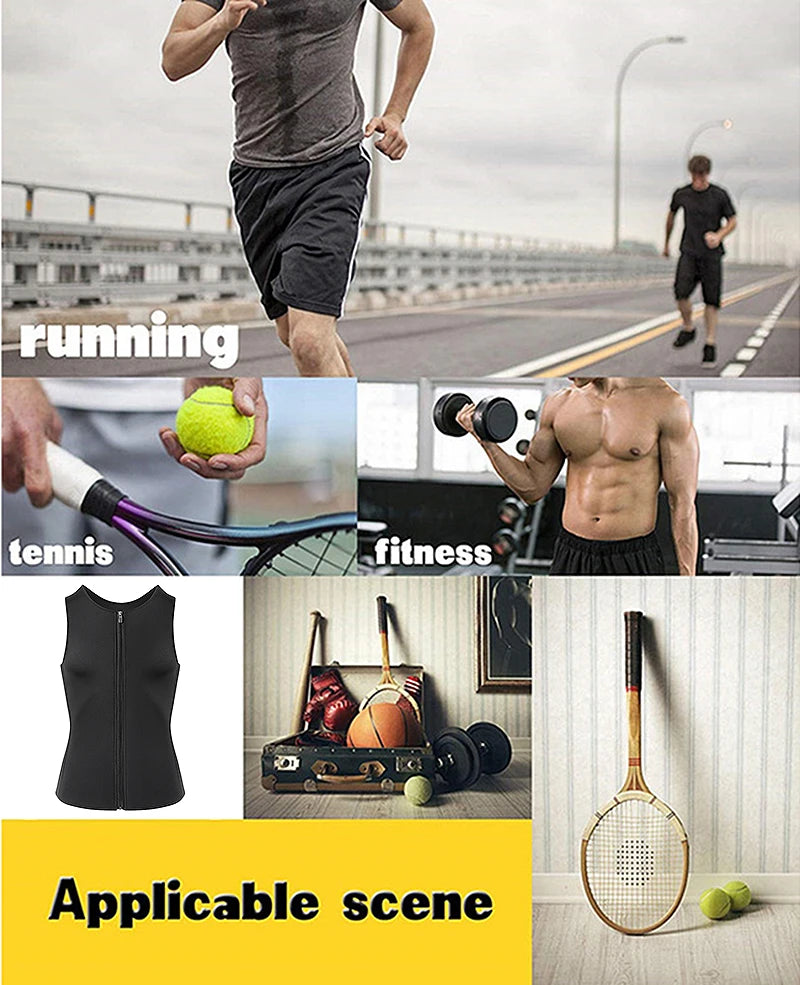 Men's Neoprene Sauna Waist Trainer Vest – Slimming Body Shaper Sweat Tank | Fat Burner Corset with Back Support for Gym & Weight Loss