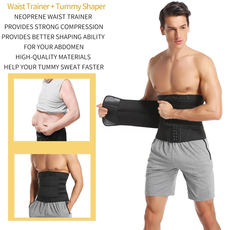 Men’s Neoprene Sauna Waist Trainer – X-Shaped Steel Bone Sweat Belt | Adjustable Belly Slimming Trimmer for Workouts & Weight Loss