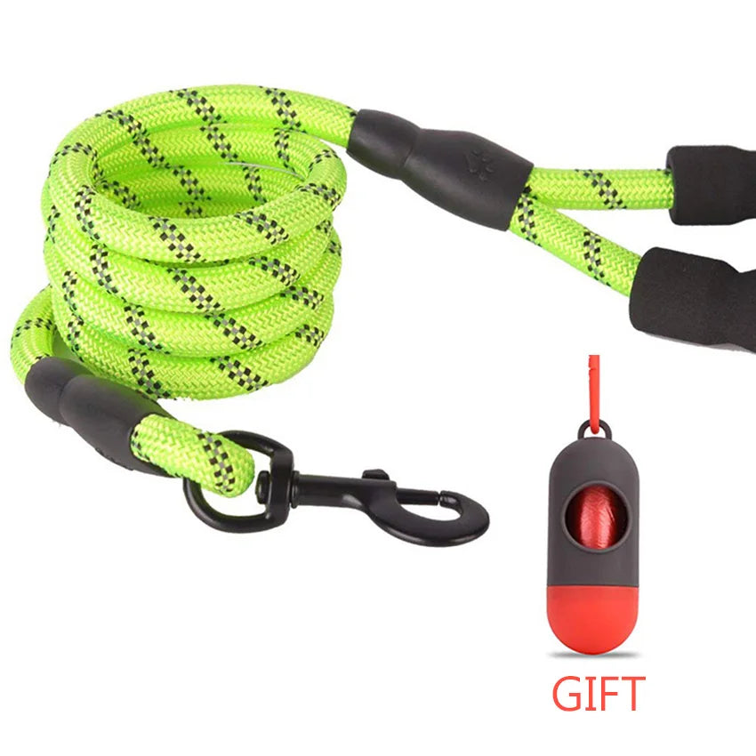 Reflective Dog Leash – Durable Rope Lead with Soft Padded Handle