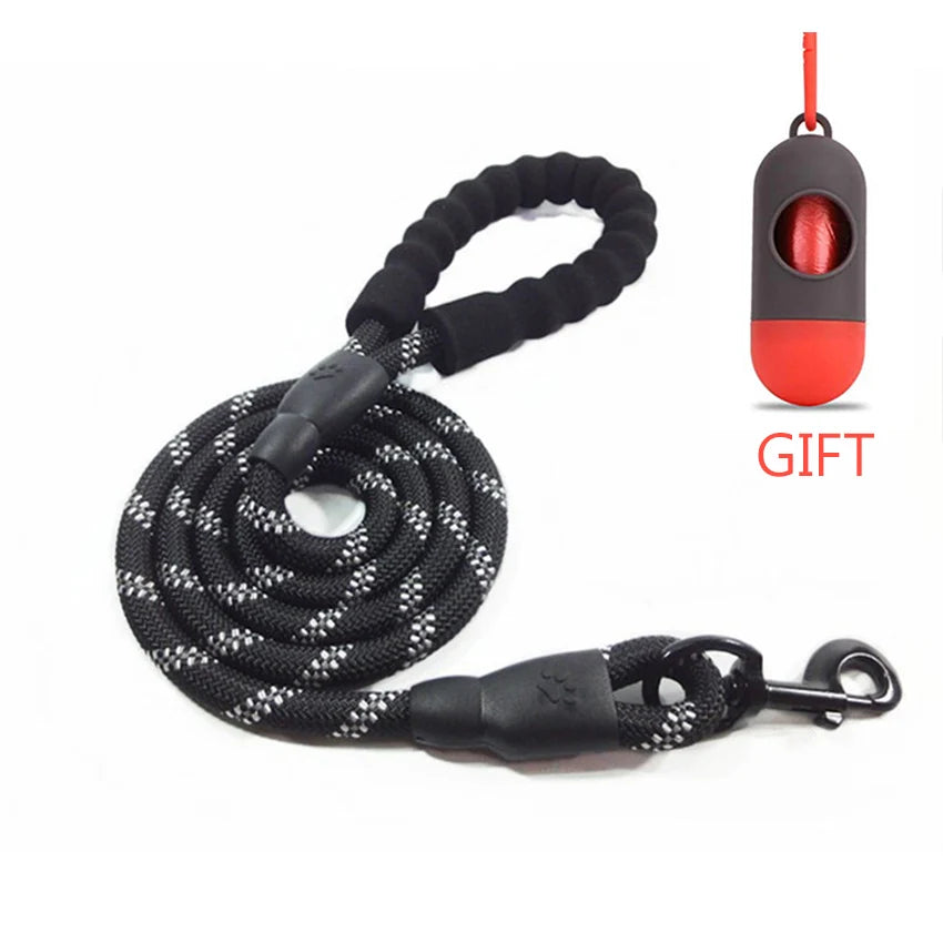 Reflective Dog Leash – Durable Rope Lead with Soft Padded Handle