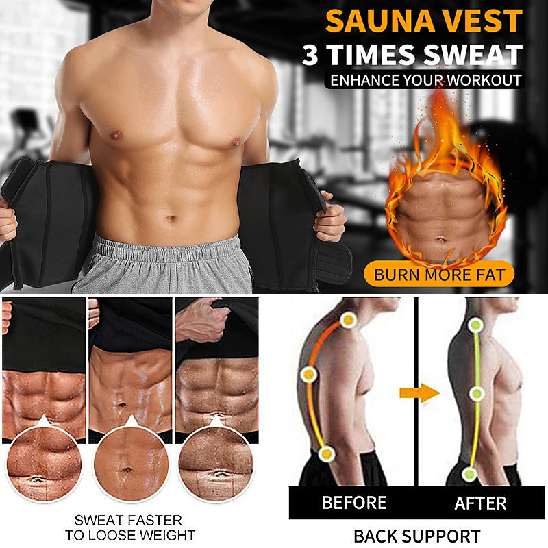 Men's Waist Trainer Fitness Belt – Sauna Sweat Corset Slimming Girdle | Body Shaper for Weight Loss & Back Support