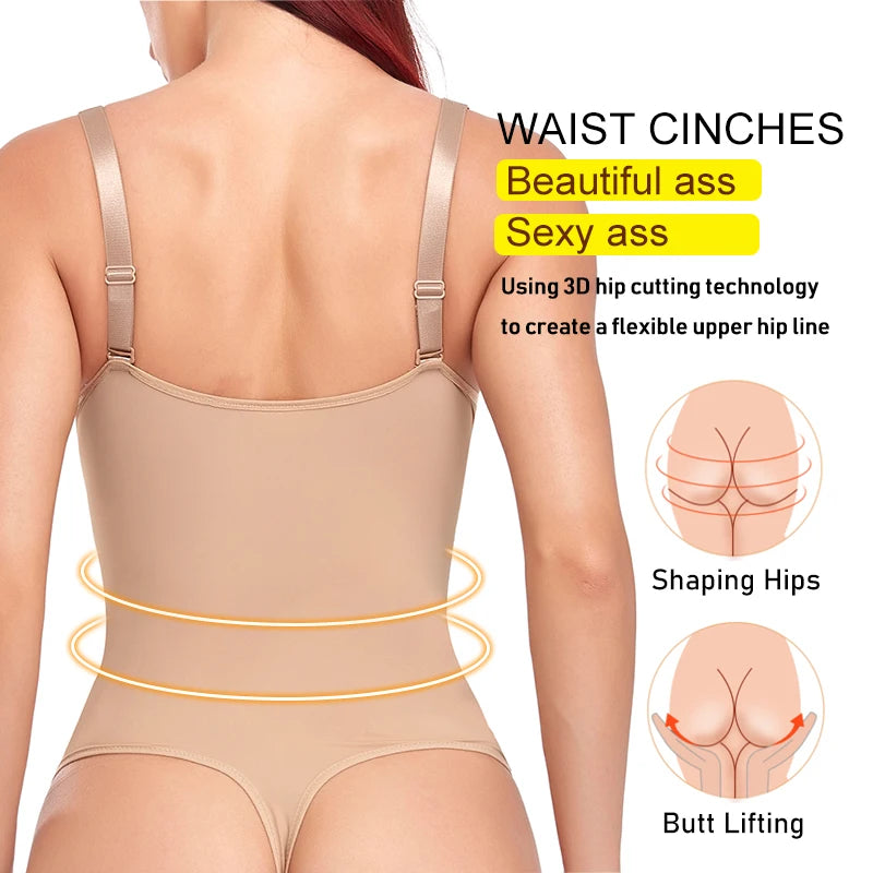 Women’s Full Body Shaper with Built-in Bra – Tummy Control Bodysuit, Waist Trainer Corset & Seamless Shapewear with Adjustable Straps