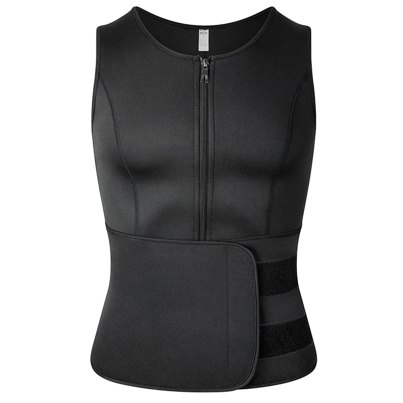 Men’s Neoprene Sweat Vest – Adjustable Waist Trainer with Double Zipper | Compression Sauna Shaper for Weight Loss & Workout