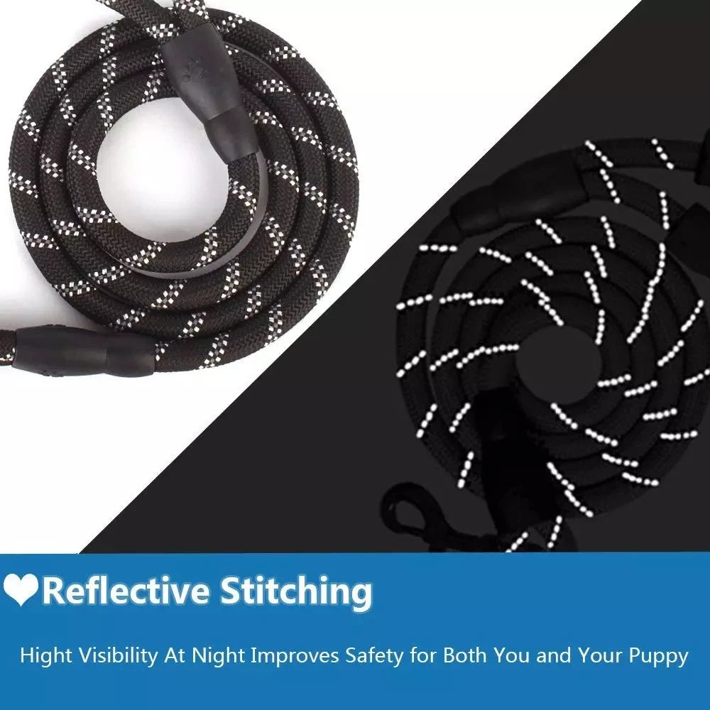 Reflective Dog Leash – Durable Rope Lead with Soft Padded Handle