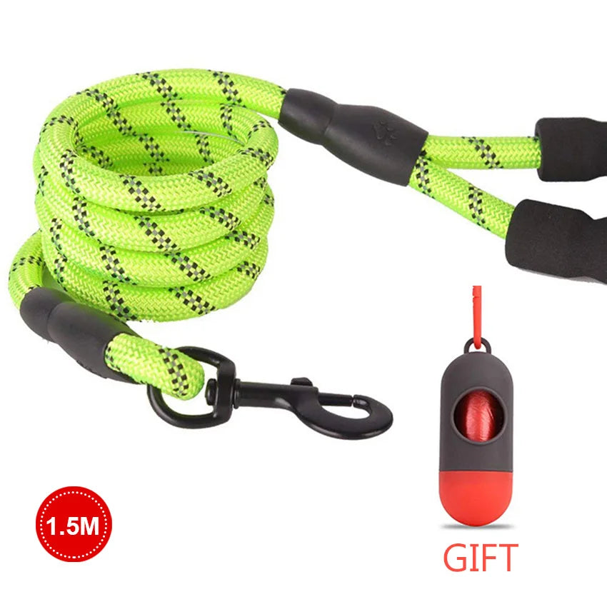 Reflective Dog Leash – Durable Rope Lead with Soft Padded Handle