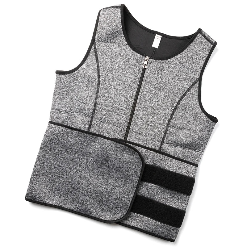 Men’s Neoprene Sweat Vest – Adjustable Waist Trainer with Double Zipper | Compression Sauna Shaper for Weight Loss & Workout