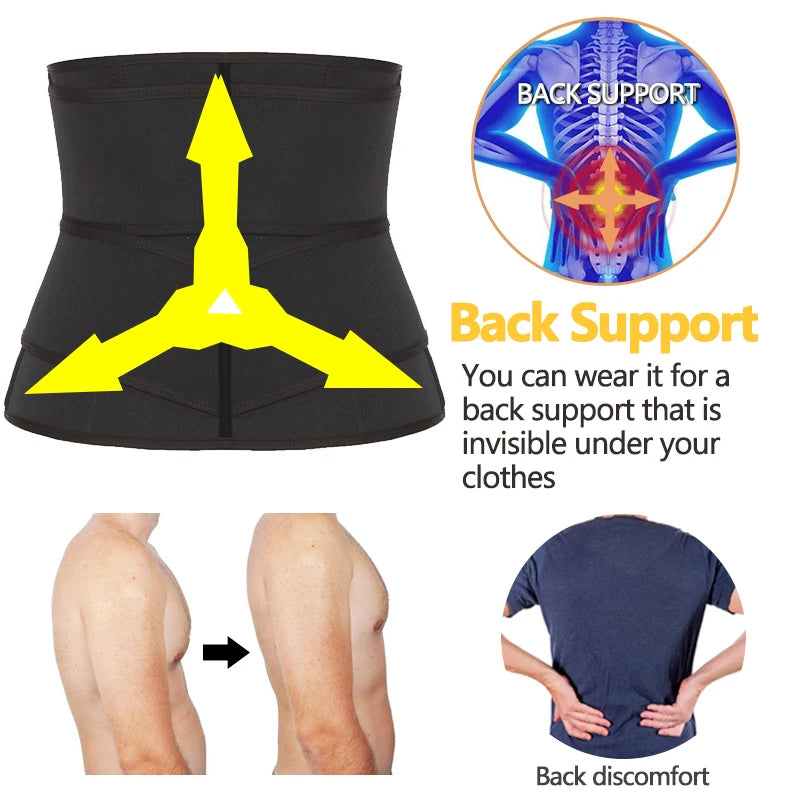 Men’s Neoprene Sauna Waist Trainer – X-Shaped Steel Bone Sweat Belt | Adjustable Belly Slimming Trimmer for Workouts & Weight Loss