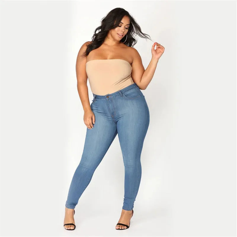 Plus Size Jeans XL–5XL – Women’s High Waist Skinny Denim Pants