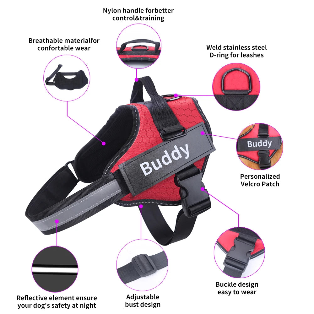 Personalized No-Pull Dog Harness – Reflective, Adjustable, & Choke-Free