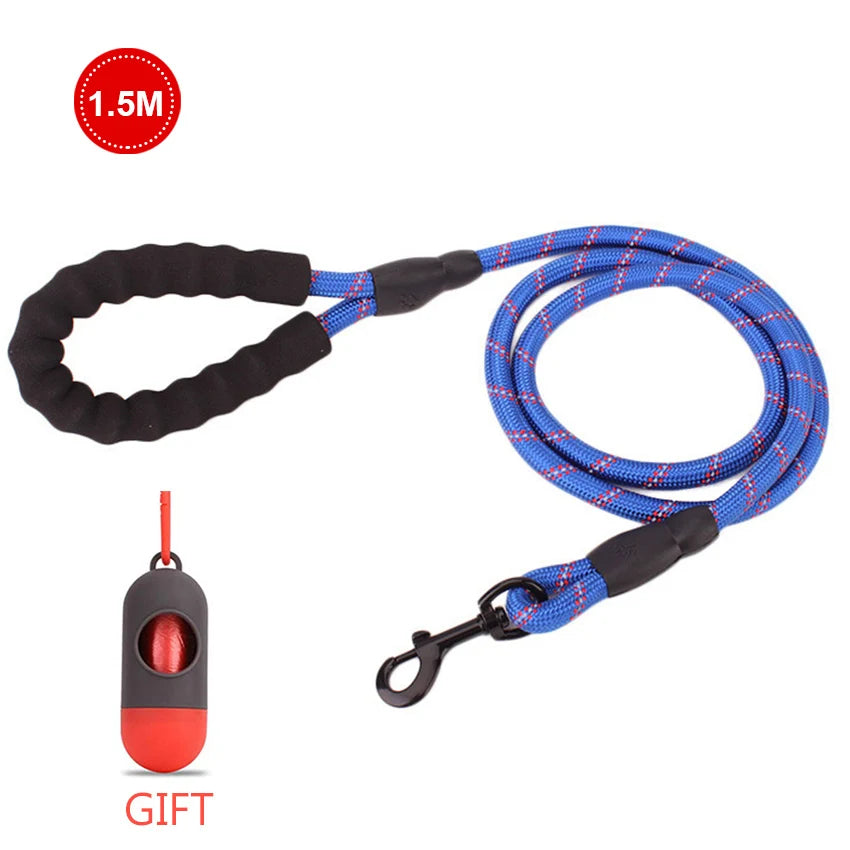 Reflective Dog Leash – Durable Rope Lead with Soft Padded Handle