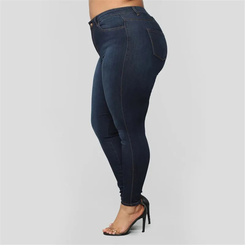 Plus Size Jeans XL–5XL – Women’s High Waist Skinny Denim Pants