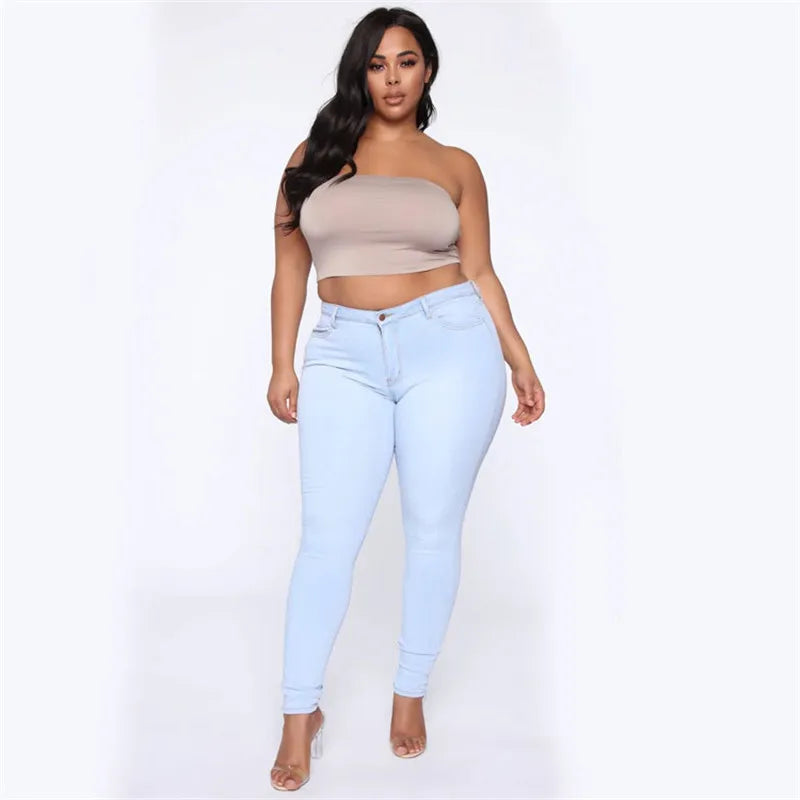 Plus Size Jeans XL–5XL – Women’s High Waist Skinny Denim Pants